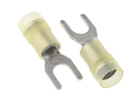 Konektor zaciskowy płaski Izolowane, M5 (#10), Żółty 10AWG 6mm² 12AWG 4mm² RS PRO