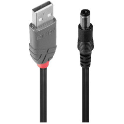 LINDY 70267 USB 2.0 cable USB-A to 5.5mm DC plug Black 1.50m