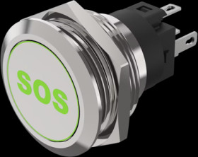 Vandal-proof pushbutton, silver, illuminated  (red/green), mounting Ø 22 mm, IP65/IP67, 82-6151.1AA4.B015