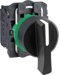 Toggle switch, unlit, groping, 2 Form A (N/O), waistband round, black, front ring black, 3 x 45°, mounting Ø 22 mm, XB5AJ53