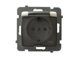 KARO Gniazdo pojedyncze z uziemieniem schuko IP44 zaciski gwintowe ecru perłowy GPH-1SS/m/42/d OSPEL