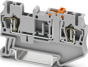 Knife disconnect terminal, tension clamp connection, 0.08-4.0 mm², 2 pole, 20 A, 6 kV, gray, 3036343