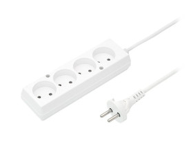 Przedłużacz 4-gniazda b/u 10A 3m /OMY 2x1/ biały PS-460 T-105580