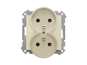 SIMON 55 Gniazdo podwójne z uziemieniem z przesłonami szybkozłącza szampański mat TGZ2MCZ.01/144 KONTAKT SIMON