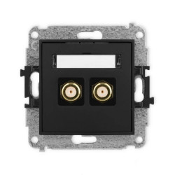 ICON Mechanizm gniazda antenowego podwójnego typu F (SAT) pozłacany czarny mat 12IGF-2.1
