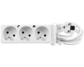 Przedłużacz 3-gniazda z/u 10A 3m /OMY 3x1/ biały PS-370 T-110020