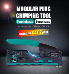 Zaciskarka wtyków RJ-45 kat.7 RJ45 (UTP/STP 8P8C Cat.5/Cat.6/Cat.7), RJ12 (6P6C), RJ11(6P4C/6P2C) CP-335