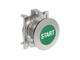 Metalowy przycisk płaski fi30mm kryty samoczynny powrót z symbolem START Zielony LPFB1163