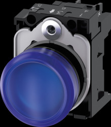 3SU1102-6AA50-1AA0 Indicator light, 22 mm, round, plastic, blue, complete, 24 V