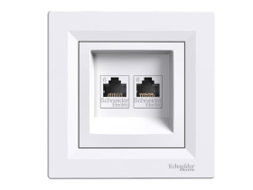 ASFORA Gniazdo komputerowe podwójne 2xRJ45 kat.6 białe z ramką EPH4800121 SCHNEIDER ELECTRIC