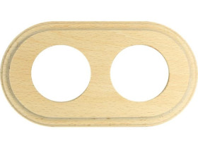 Ramka podwójna okrągła do łączników i gniazd Retro ceramic - jasne drewno
