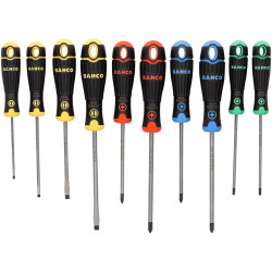 Bahco B219.010RB BahcoFit Coloured Handle Screwdriver Set, 10 Piece SL/PH/PZ/TX