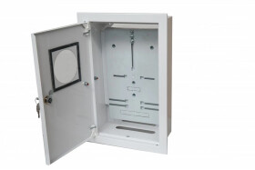 Rozdzielnica podtynkowa metalowa 1x3F na licznik elektroniczny zamek okienko RAL 9003 A-RW19E