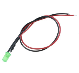 Green Diffused Lens Prewired 5mm LED 20cm 12V