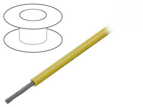 Przewód na rolce o długości 30,5m linka Cu, 300V PVC żółty 18 AWG 3253 YL005