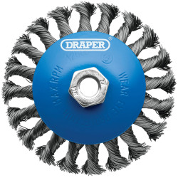 Draper 08063 Steel Bevelled Twist-Knot Wire Wheel Brush, 115mm, M14