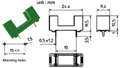 gniazdo bezpiecznikowe PTF76 zielone R=15mm