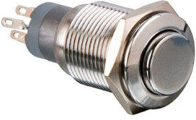 Vandal-proof pushbutton switch, 2 pole, silver, unlit , 3 A/250 V, mounting Ø 16.2 mm, IP40, MP0045/3E0NN000