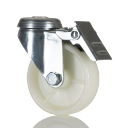 Koło samonastawne średnica kabla 75mm Pojedyncza śruba RS PRO 70kg wysokość całkowita 100mm