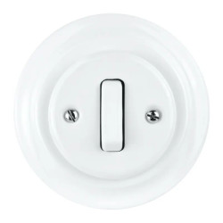 Włącznik światła schodowy z ramką, ceramiczny, montaż podtynkowy, kolor biały Ceramic Loft