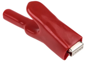Zacisk krokodylkowy 25A izolowany 15mm Czerwony Mueller Electric