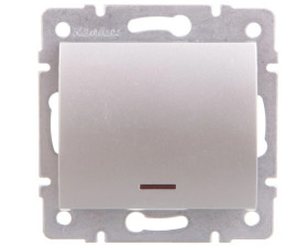 LOGI Łącznik jednobiegunowy z LED śrubowy 10AX 250V srebrny 021110143 25197