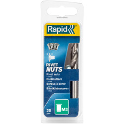 Rapid 5000670 Steel Rivet Nuts M3 (Pack 20 &#x2B; Free Drill Bit)