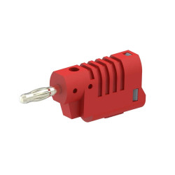 Wtyk izolowany 4mm z gniazdem 4mm do połączeń wieżowych, przykręcany, czerwony