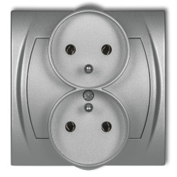 LOGO Gniazdo podwójne z/u srebrny metalik 7LGPR-2z