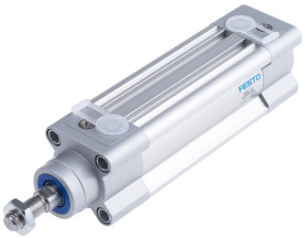 Siłownik pneumatyczny z tłoczyskiem skok: 60mm Festo Ø 32mm dwustronnego działania Action 205.1mm z amortyzacją