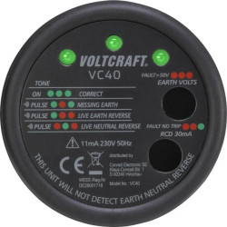 Tester gniazdek VOLTCRAFT VC40, CAT II 300 V 1509105