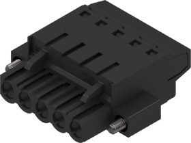 Socket header, 5 pole, pitch 5.08 mm, straight, black, 1844250000