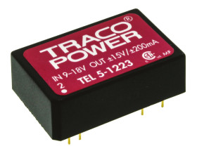 Przetwornica DC-DC, 5W, Uwe 9 → 18 V DC, Uwy ±15V dc, Iwy ±200mA, TRACOPOWER