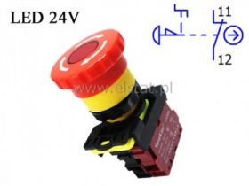 Przycisk bezpieczeństwa z blokadą; LED; 24V; 1x NC