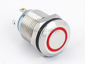 Przycisk wandal stabilny płaski 12mm czerwony