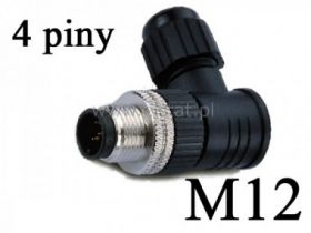 Złącze kątowe, męskie 4P lutowane