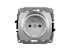 TREND Gniazdo pojedyncze z uziemieniem (przesłony torów prądowych) srebrny metalik 7GP-1zp KARLIK