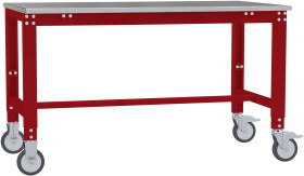Manuflex AU7324.3003 Stół ROBOCZY UNIWERSALNY, mobilny, z blachą z blachy, szer. X gł. X wys. = 1250 x 600 x 752-972 mm