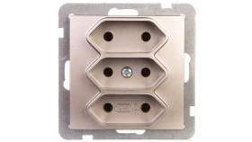 As Gniazdo Potrójne B/U 2,5A Euro Satyna Light Gp-3G/M/45