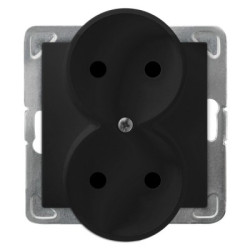IMPRESJA Gniazdo podwójne bez uziemienia czarny metalik GP-2YR/m/33
