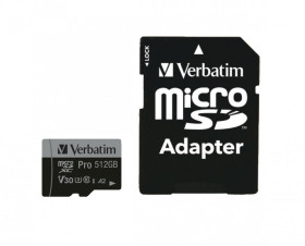Karta Micro SD MicroSDHC, MicroSDXC, 512 GB Nie, Verbatim Pro U3 512GB