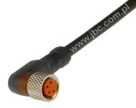 RKMWV 4-225/2 M sw, przewód 4x0,34mm2 z gniazdem kątowym M8, izolacja PUR czarna, LUMBERG 28382, zamiennik do HIRSCHMANN ELWIKA-