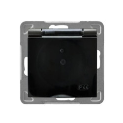 IMPRESJA Gniazdo bryzgoszczelne z/u IP44 klapka przezroczysta antracyt GPH-1YZ/m/50/d