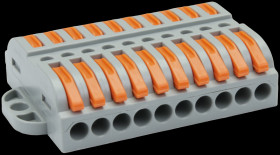 Szybkozłączka przykręcana z dźwignią szara 10 torów 32A Tracon