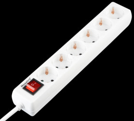 Socket outlet, 6 sockets, with switch, white