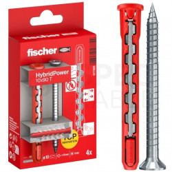 Kołki rozporowe uniwersalne HybridPower 10x90mm 2-składnikowe z wkrętem TX40 7,0x87mm FISCHER 4szt