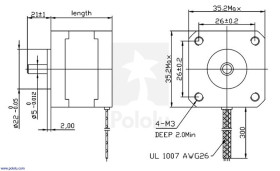 Pololu Stepper Motor: Bipolar, 200 Steps/Rev, 35×28mm, 10V, 0.5 A/Phase
