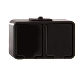Cedar Gniazdo hermetyczne podwójne z/u 16A IP44 czarne Nt-230H NT230H05