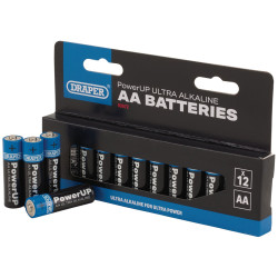 Draper 03972 PowerUP Ultra Alkaline AA Batteries (Pack of 12)