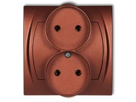 LOGO Gniazdo podwójne do ramki poziomej bez uziemienia (bez przesłon torów prądowych) brązowy metalik 9LGPR-2 KARLIK